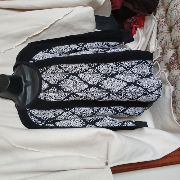 Ruff Hewn lightweight sweater, black & white, 1X - Picture 1 of 4